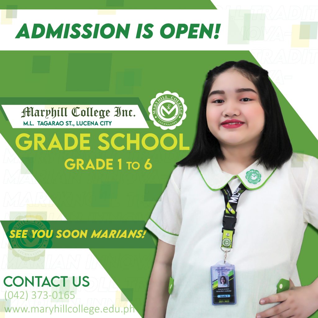 Enrollment for Academic Year 2022-2023 is now open at Maryhill College, Lucena City