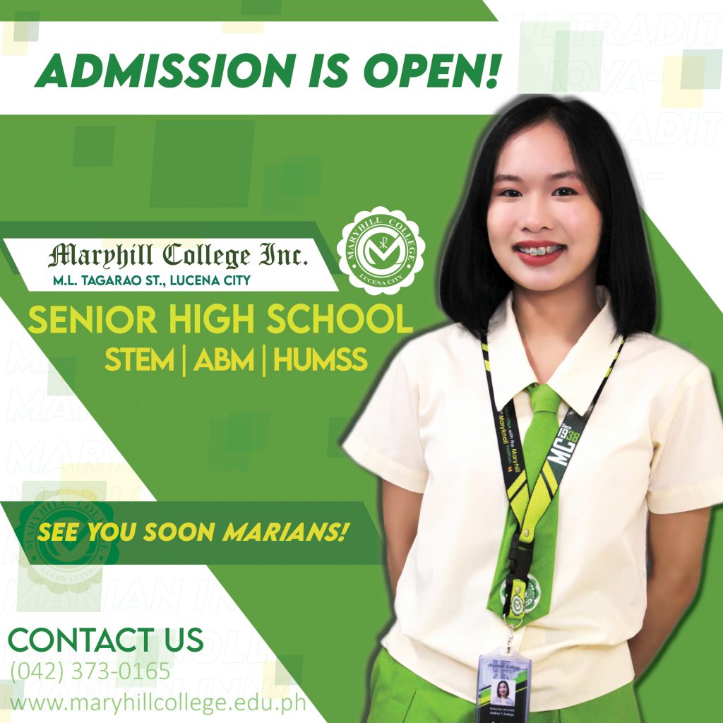 Enrollment for Academic Year 2022-2023 is now open at Maryhill College, Lucena City